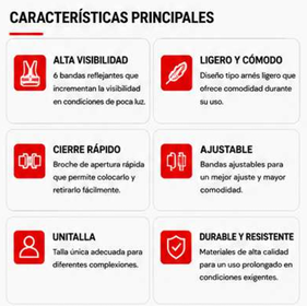 Chaleco Carrillero / Arnés de Tiras Reflejante — Características