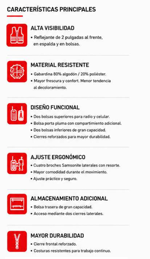 Chaleco Tipo Brigadista — Características