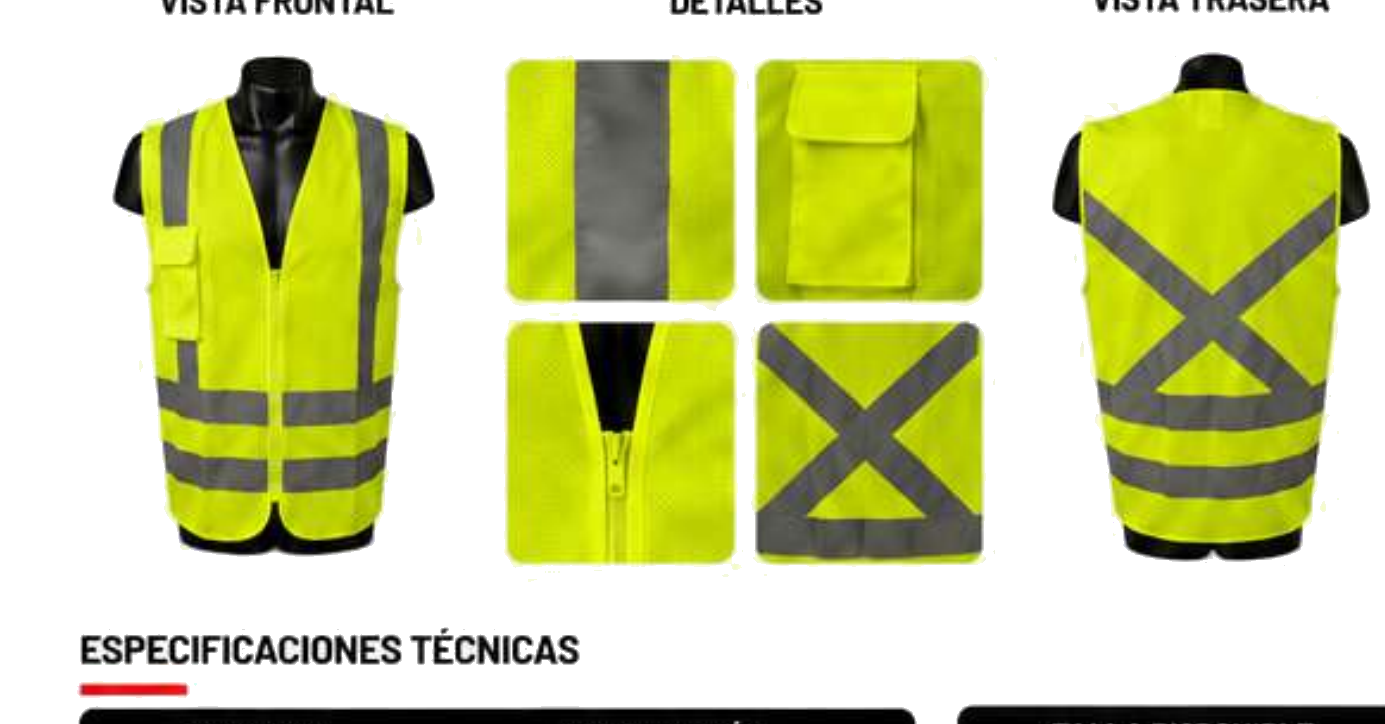 Chaleco Alta Visibilidad Clase 3 — Detalles