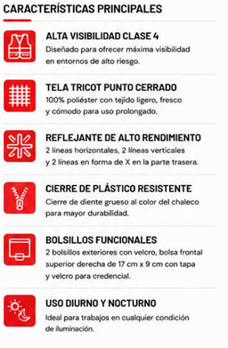 Chaleco Alta Visibilidad Clase 4 — Características