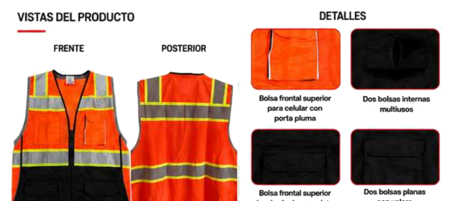 Chaleco Clase #8 Alta Visibilidad — Detalles