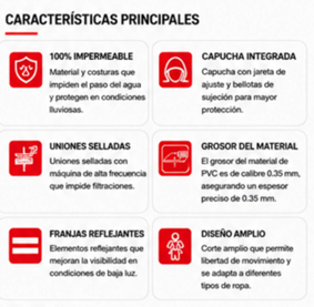 Gabardina Impermeable Con Reflejantes — Características