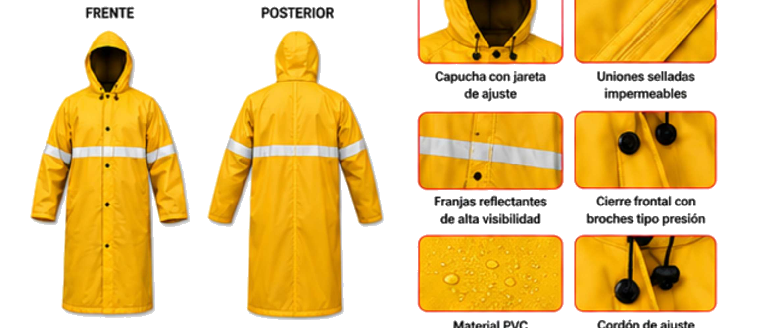 Gabardina Impermeable Con Reflejantes — Detalles