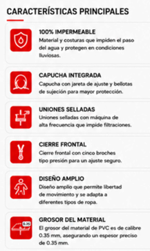 Gabardina Impermeable Sin Reflejantes — Características