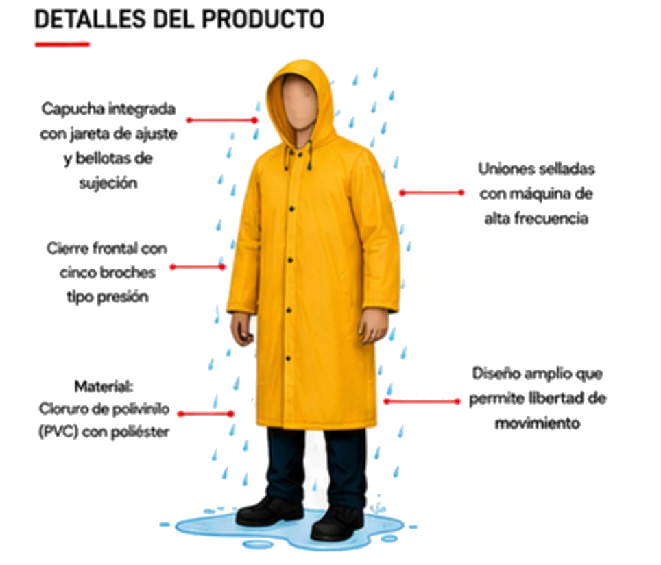 Gabardina Impermeable Sin Reflejantes — Detalles
