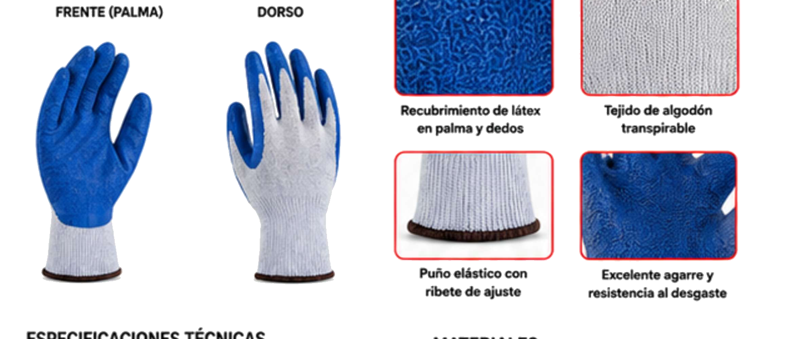 Guante de Algodón con Látex — Detalles