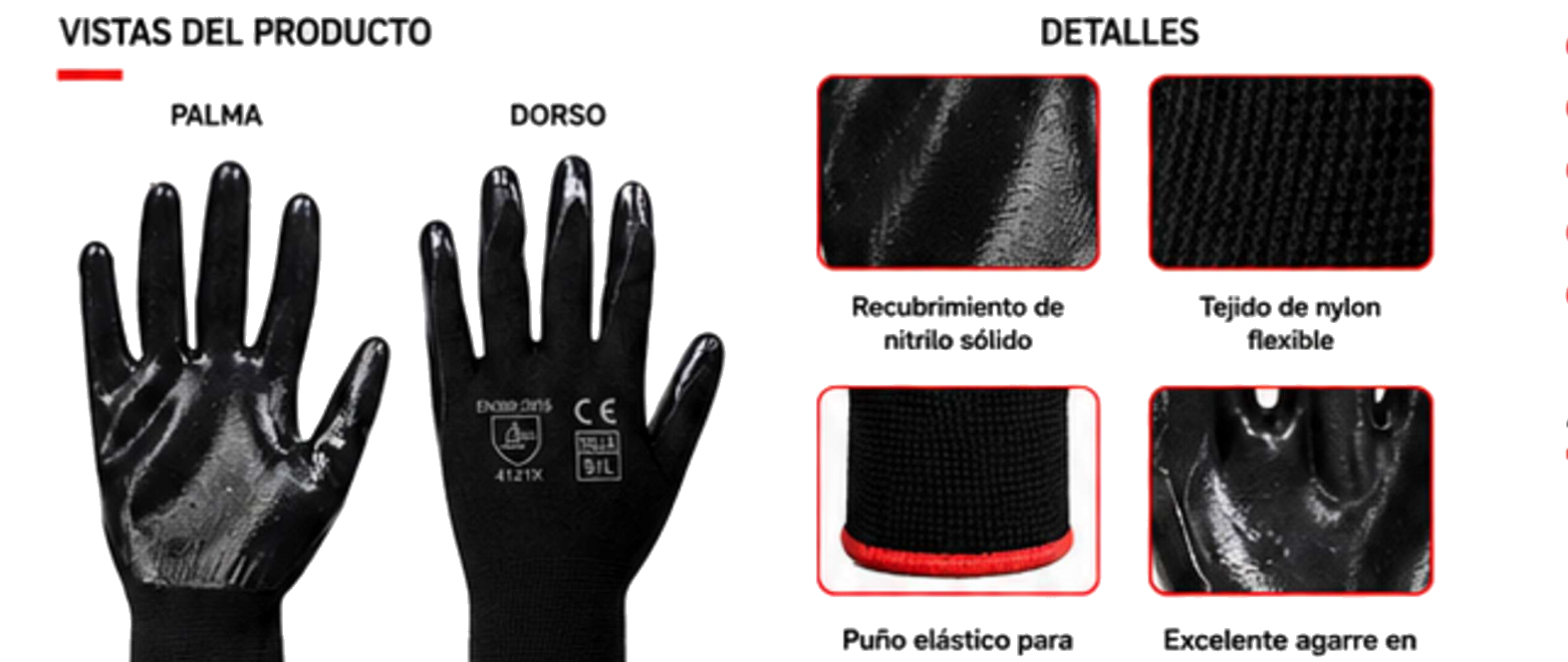 Guante de Nylon con Nitrilo Sólido — Detalles