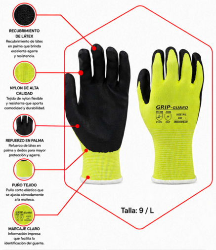 Guante Nylon Látex Anticorte Nivel 1