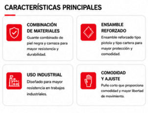 Guantes de Vestimenta Corto Negro — Características