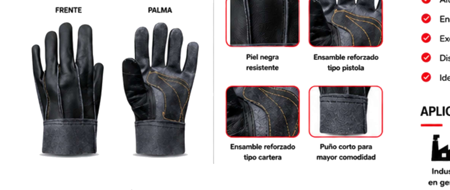 Guantes de Vestimenta Corto Negro — Detalles