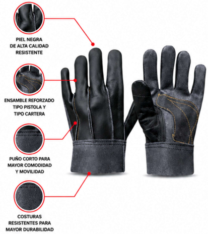Guantes de Vestimenta Corto Negro