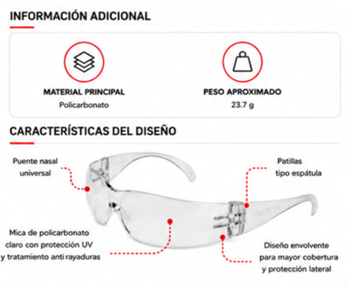 Lente de Seguridad Claro — Características