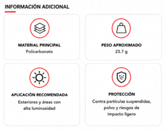 Lente de Seguridad Gris — Características